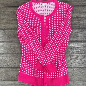 Merona Fuchsia and White Polka Dot Cardigan